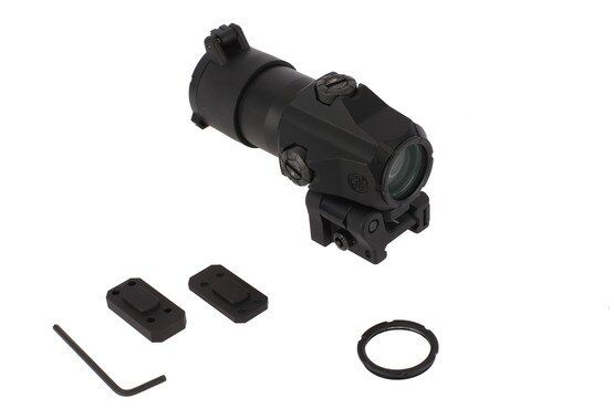 The Sig Sauer Juliet 4 red dot magnifier 4x comes with plates to adjust the height